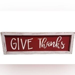 RUSTIC RED & WHITE 'GIVE THANKS" SIGN FROM HOBBY LOBBY - PLEASE READ ❤️